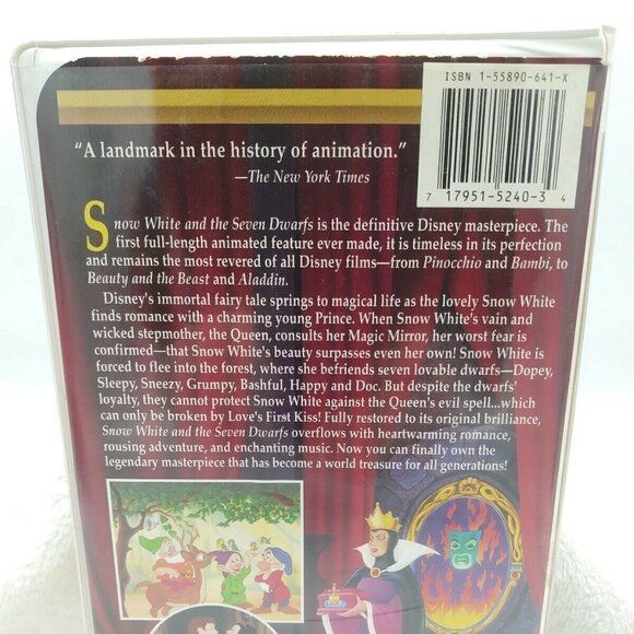 Snow White & the Seven Dwarfs VHS 1994 Clamshell Walt Disney Masterpiece - Picture 4 of 9